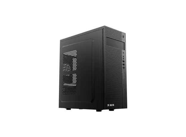 ქეისი 2E E185 Computer Case ALFA MidT, 2x USB2.0, 1x USB3.0, Steel (Side Panel), Without PSU, Black, 2 image