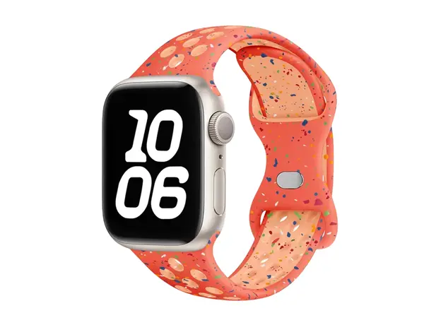 სმარტ საათის სამაჯური TVC KALEBOL Color Dots Silicone Strap for Apple Watch Series 10 9 8 7 SE 6 5 4 3 2 1 42mm 41mm 40mm 38mm Butterfly Buckle Band - Orange