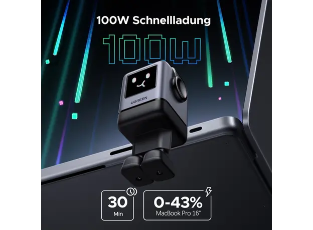 მობილურის დამტენი UGREEN X688 (45515B) Nexode Uno RobotGaN, 100W, USB, Type-C, Phone Charger, Grey, 12 image