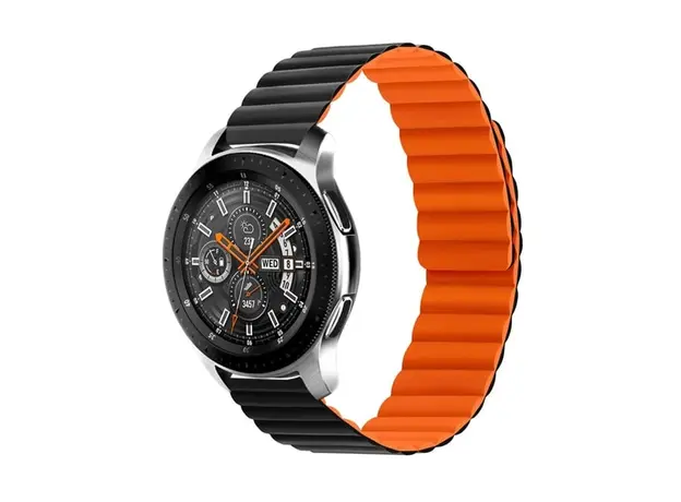 სმარტ საათის სამაჯური For Samsung Galaxy Watch 5 Silicone Watch Strap 20mm - Black / Orange, 3 image