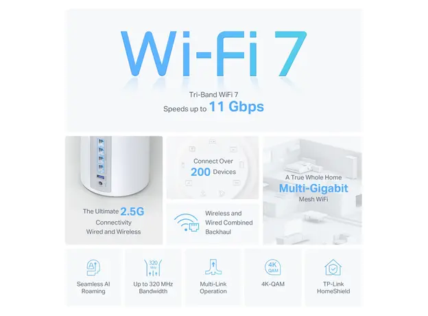 როუტერი TP-link Deco BE65(1-pack)  BE9300 Whole Home Mesh Wi-Fi 7 Unit, 5 image