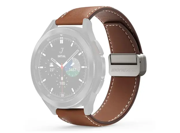 სმარტ საათის სამაჯური DUX DUCIS YA Series 43mm Genuine Cow Leather Strap 20mm Watch Band - Brown