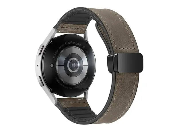 სმარტ საათის სამაჯური For Samsung Gear Sport / Huawei Watch GT 3 42mm Magnetic Genuine Cow Leather Watch Band, 20mm - Dark Brown