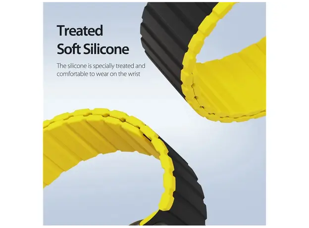 სმარტ საათის სამაჯური DUX DUCIS YA Series 43mm Genuine Cow Leather Strap 20mm Watch Band - Black+Yellow, 3 image