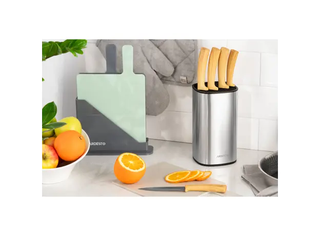 დანების ნაკრები Ardesto AR2105WD Midori, 5pcs, Knifes Set, Silver/Wood, 3 image