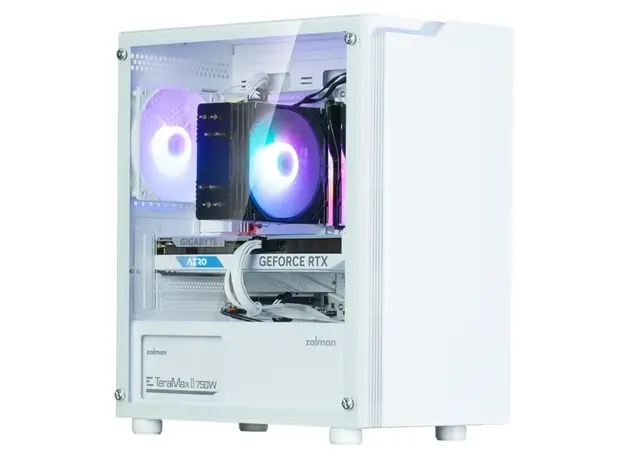 კომპიუტერის ქეისი Zalman PC case T4 Plus without PSU, 2xUSB3.0, 1xUSB2.0, 1x120mm ARGB, VGA 3200mm, TG Side Panel, mATX, white, 4 image