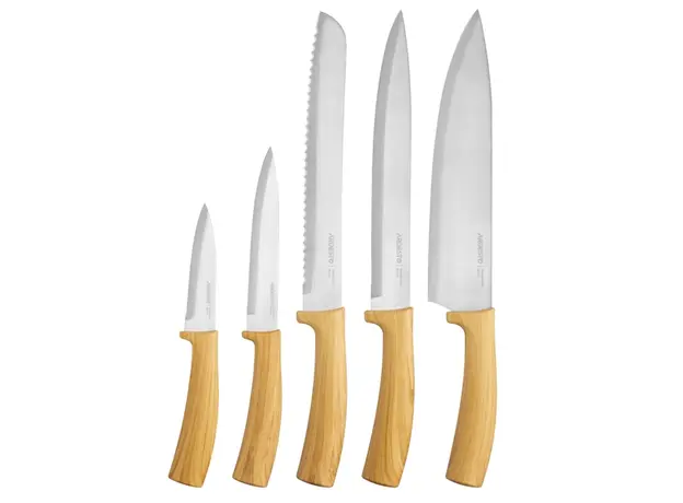 დანების ნაკრები Ardesto AR2105WD Midori, 5pcs, Knifes Set, Silver/Wood, 2 image