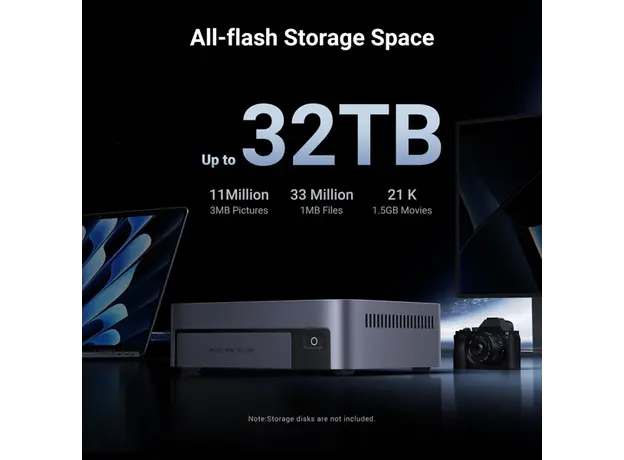 შენახვის სისტემა UGREEN NASync DXP480T Plus (25892), Intel i5-1235U, 8GB, 128GB, Diskless, RJ45, USB, HDMI, Space Gray, 4 image