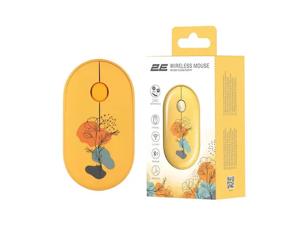 მაუსი 2E MF300 FLORA POPPY Silent WL BT, Yellow, 5 image