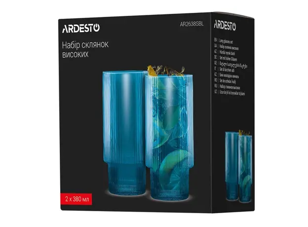 ჭიქების ნაკრები Ardesto AR2638SBL, 380ml, 2pcs, Long Glasses Set, Blue, 5 image