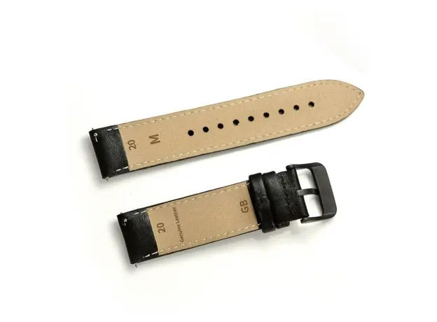 სმარტ საათის სამაჯური 20mm Cowhide Leather Watch Band For Samsung Galaxy Watch's - Black, 3 image