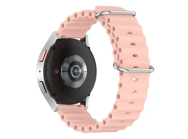 სმარტ საათის სამაჯური For Samsung Galaxy Watch3 41mm / Gear Sport Universal 20mm Wave Design Silicone Replacement Strap Solid Color Wrist Band - Pink, 3 image