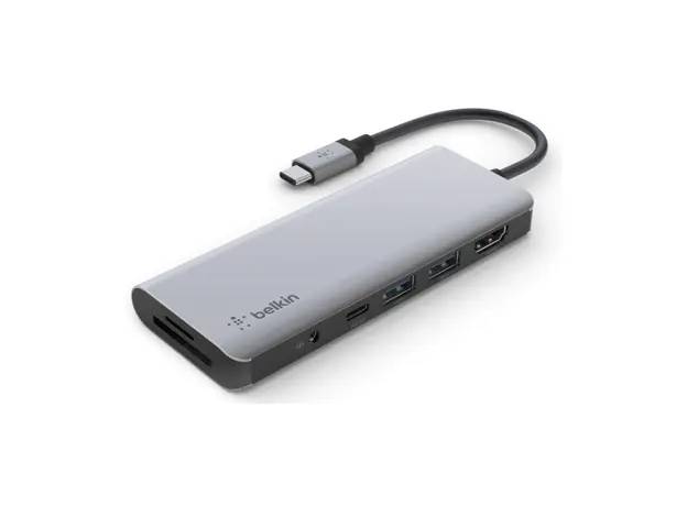 USB-C ჰაბი Belkin AVC009BTSGY, USB-C, HDMI, MicroSD, USB-A, 3.5mm, Hub, Silver