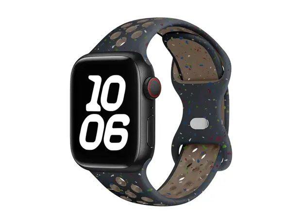 სმარტ საათის სამაჯური TVC KALEBOL Color Dots Silicone Strap for Apple Watch Series 10 9 8 7 SE 6 5 4 3 2 1 42mm 41mm 40mm 38mm Butterfly Buckle Band - Black