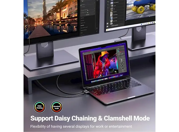 ვიდეო კაბელი UGREEN CM556 (25839), 8K Type C to DisplayPort, 3m, Black/Grey, 5 image