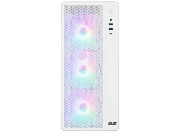 კომპიუტერის ქეისი  2E-V510W, PC case 2E GAMING Credo Plus V510W without PSU, 1xUSB3.0, 1х USB 2.0, 1xUSB Type-C, 4x120mm RGB Rainbow, VGA 310mm, TG Side Panel, ATX, white, 3 image