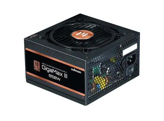 კვების ბლოკი Zalman PSU Gigamax 3  (850W), 88%, 80+ Bronze, 120mm, 1xMB 24pin(20+4), 2xCPU (8pin(4+4)+8pin), 3xMolex, 6xSATA, 4xPCIe 8pin(6+2), 1x12VHPWR, Semi Modular