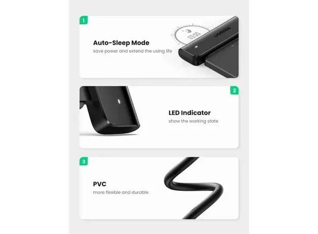 Type-C ადაპტერი UGREEN CM321 (70610), Type-C 3.0 to 2.5-Inch SATA Converter, 50cm, Black, 8 image