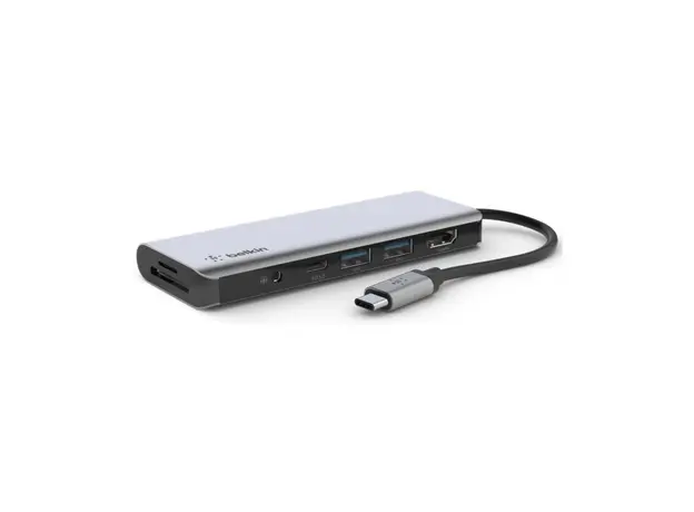 USB-C ჰაბი Belkin AVC009BTSGY, USB-C, HDMI, MicroSD, USB-A, 3.5mm, Hub, Silver, 3 image