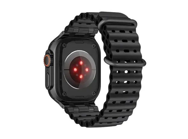 სმარტ საათის სამაჯური TVC Ocean Watch Strap for Apple Watch Series 10 Ultra 9 8 7 SE 6 5 4 3 2 1 46mm 49mm 45mm 44mm 42mm Silicone Band - Black Buckle, 5 image