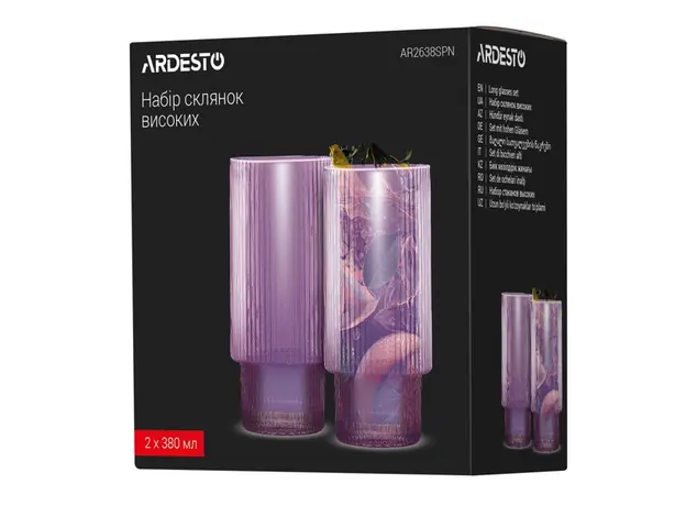 ჭიქების ნაკრები Ardesto AR2638SPN, 380ml, 2pcs, Long Glasses Set, Pink, 5 image