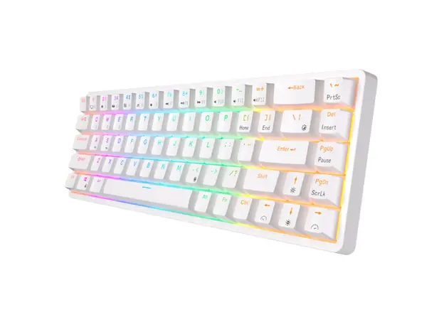 კლავიატურა Royal Kludge RK G68 RGB Mechanical Keyboard, Red switch, Hot Swappable, Wireless, USB Type-C, 2.4 GHz, Bluetooth, White, 3 image