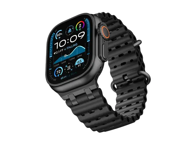 სმარტ საათის სამაჯური TVC Ocean Watch Strap for Apple Watch Series 10 Ultra 9 8 7 SE 6 5 4 3 2 1 46mm 49mm 45mm 44mm 42mm Silicone Band - Black Buckle, 3 image