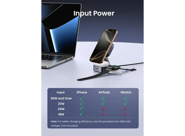 უსადენო დამტენი UGREEEN W702 (35316) MagFlow Qi2, 25W, Magnetic Foldable Charging Station, Dark Gray, 3 image