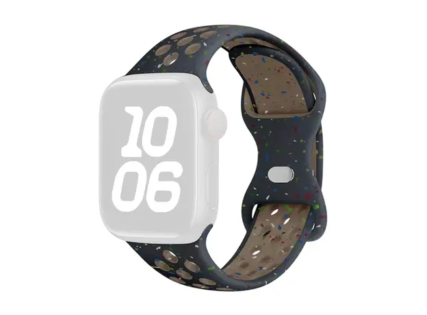 სმარტ საათის სამაჯური TVC KALEBOL Color Dots Silicone Strap for Apple Watch Series 10 9 8 7 SE 6 5 4 3 2 1 42mm 41mm 40mm 38mm Butterfly Buckle Band - Black, 3 image