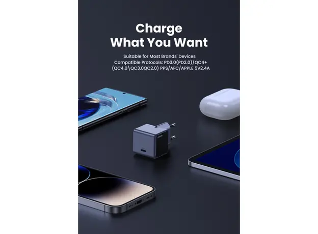 მობილურის დამტენი UGREEN X503 (35041) NExode Air, 30W, Type-C, GaNInfinity Fast Charger, Grey, 3 image