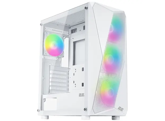 კომპიუტერის ქეისი 2E GAMING PC case Aruba G3313W, without PSU, 1xUSB3.0, 2xUSB2.0, 5x120mm ARGB, VGA 330mm, LCS ready, HUB, TG Side Panel, ATX, white, 2 image