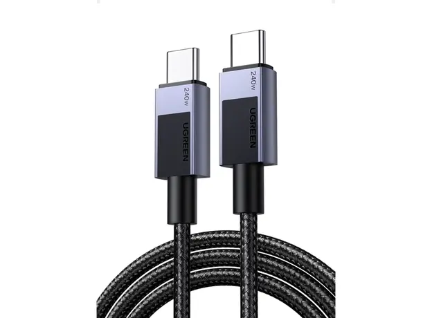 USB კაბელი UGREEN L513 (45067), 240W, Type-C to Type-C PD Fast Charging Cable, 1m, Space Gray