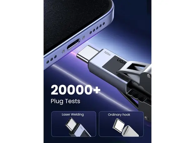 USB კაბელი UGREEN L512 (45065), 100W, Type-C to Type-C PD Fast Charging Cable, 3m, Space Gray, 3 image