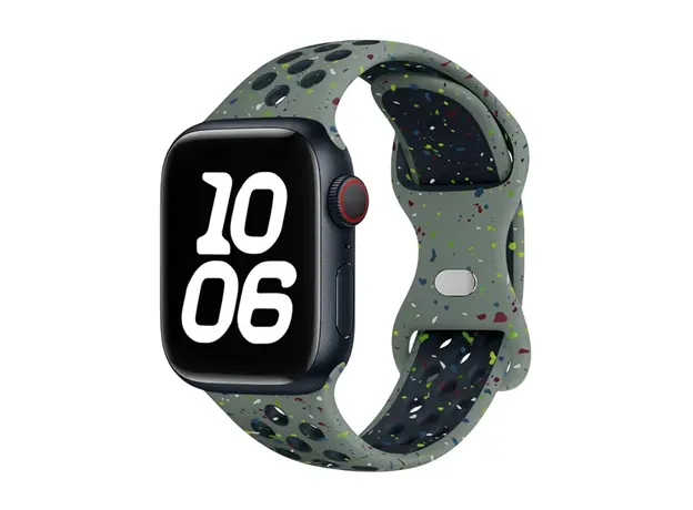სმარტ საათის სამაჯური TVC KALEBOL Color Dots Silicone Strap for Apple Watch Series 10 9 8 7 SE 6 5 4 3 2 1 42mm 41mm 40mm 38mm Butterfly Buckle Band - Army Green, 2 image