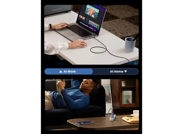 USB კაბელი UGREEN L513 (45067), 240W, Type-C to Type-C PD Fast Charging Cable, 1m, Space Gray, 4 image