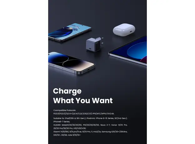 მობილურის დამტენი UGREEN X503 (35041) NExode Air, 30W, Type-C, GaNInfinity Fast Charger, Grey, 5 image