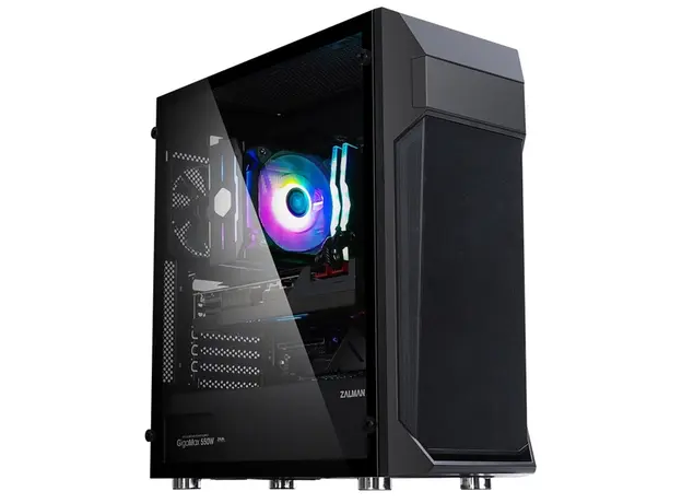 ქეისი Zalman PC case Z1 Plus without PSU, 2xUSB3.0, 1xUSB2.0, 3x120mm, VGA 385mm, LCS ready, TG Side Panel, ATX, black, 3 image