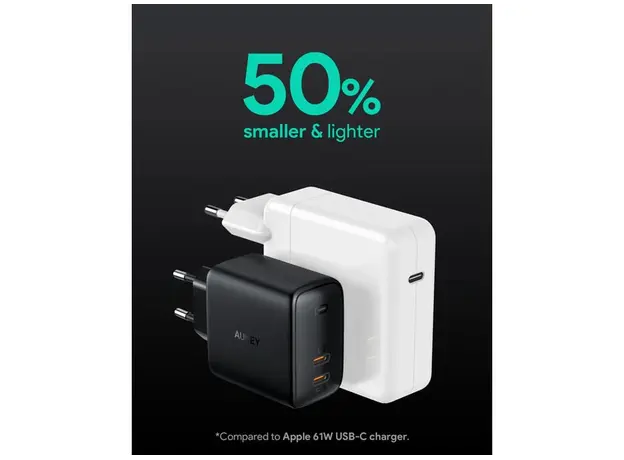 ადაპტერი Aukey PA-B4T 45W 2-Port PD Wall Charger Black, 9 image