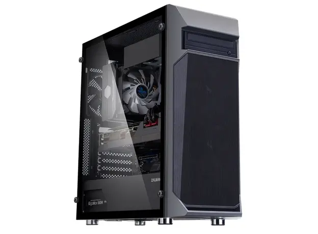 ქეისი Zalman PC case Z1 Plus without PSU, 2xUSB3.0, 1xUSB2.0, 3x120mm, VGA 385mm, LCS ready, TG Side Panel, ATX, black, 2 image