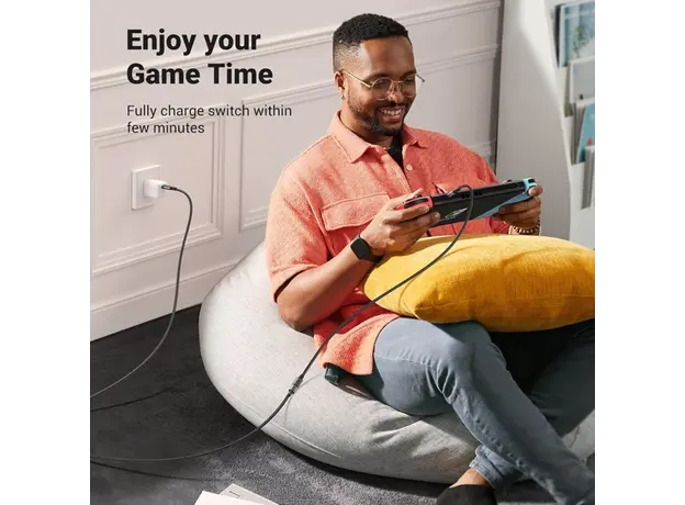 USB ადაპტერი UGREEN US372 (45191), 100W, Type-C Extension Cable, 1m, Black, 6 image