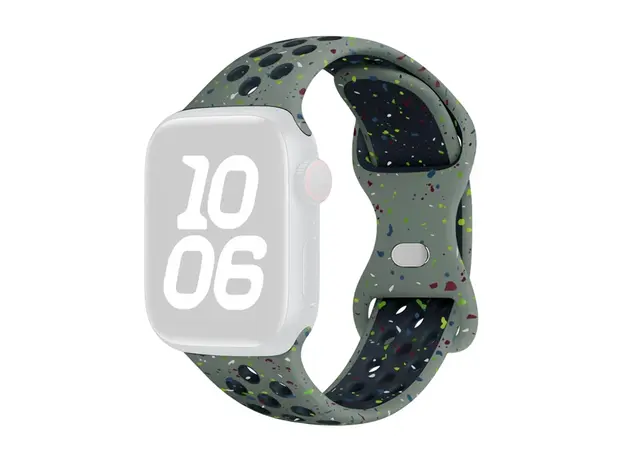 სმარტ საათის სამაჯური TVC KALEBOL Color Dots Silicone Strap for Apple Watch Series 10 9 8 7 SE 6 5 4 3 2 1 42mm 41mm 40mm 38mm Butterfly Buckle Band - Army Green, 3 image