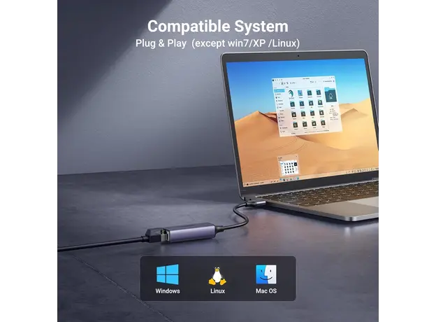 ადაპტერი UGREEN CM209 (50922), USB 3.0 to RJ45 Ethernet Adapter, Space Gray, 8 image