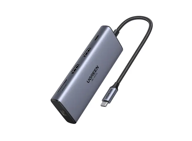 USB-C ჰაბი UGREEN CM639 (45380), HDMI, Type-C, USB-A, RJ45, SD/TF, 10-in-1 USB-C Hub, Grey, 6 image