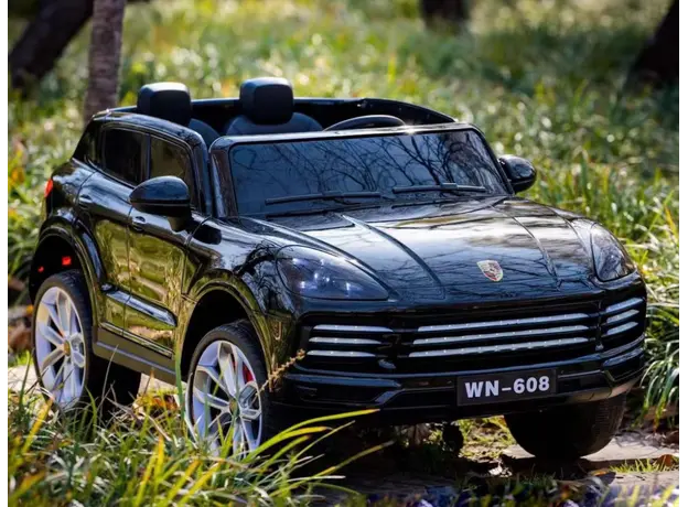 ბავშვის ელექტრო მანქანა porsche WN-608-BLACK, ტყავის სავარძლით, 2 image