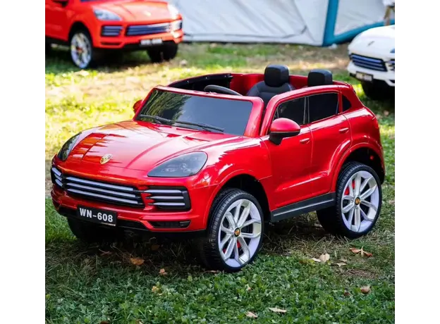 ბავშვის ელექტრო მანქანა porsche WN-608-RED, ტყავის სავარძლით