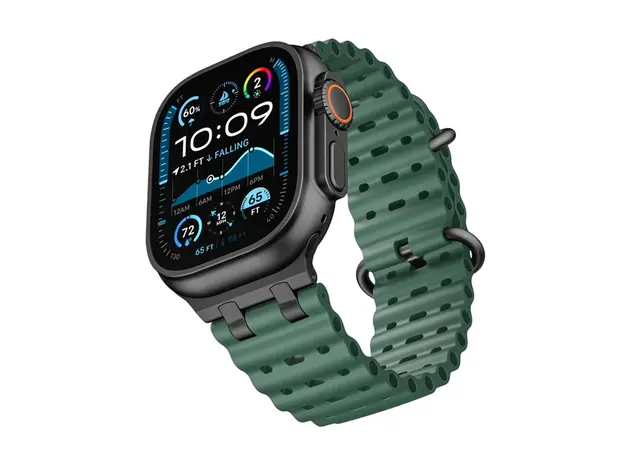 სმარტ საათის სამაჯური TVC Ocean Watch Strap for Apple Watch Series 10 Ultra 9 8 7 SE 6 5 4 3 2 1 46mm 49mm 45mm 44mm 42mm Silicone Band - Green+Black Buckle, 3 image