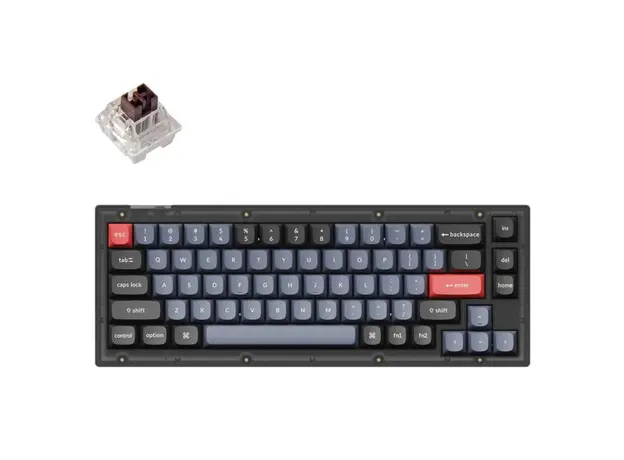 კლავიატურა Keychron V2 84 keys, K Brown, Hot-Swap, WL/BT/USB-A, RGB, black, 3 image