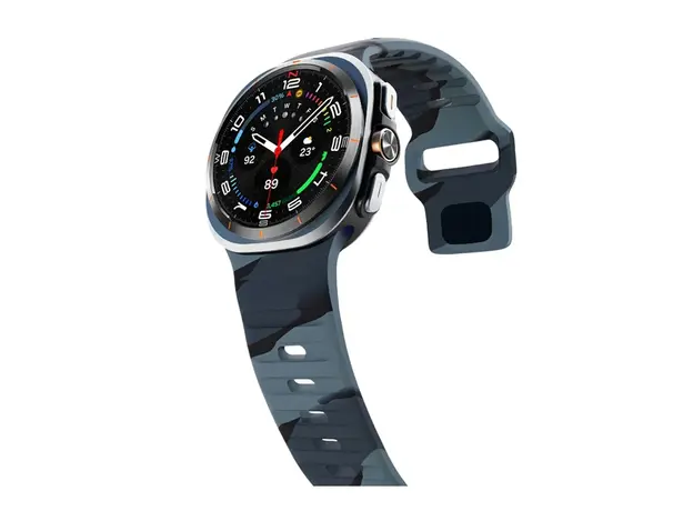 სმარტ საათის სამაჯური TVC Samsung Galaxy Watch Ultra 47mm Silicone Watch Band Breathable Sport Watch Strap - Black Grey Camouflage, 3 image