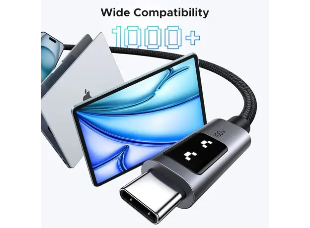 USB კაბელი UGREEN Uno L509 (45612), 100W, Type-C to Type-C, 0.5M, Black/Grey, 6 image