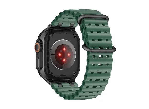 სმარტ საათის სამაჯური TVC Ocean Watch Strap for Apple Watch Series 10 Ultra 9 8 7 SE 6 5 4 3 2 1 46mm 49mm 45mm 44mm 42mm Silicone Band - Green+Black Buckle, 4 image